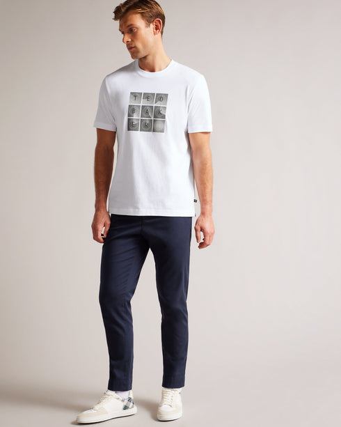 FAROW-Tops-Our FAROW T-shirt is crafted from 100% cotton and has a regular fit for chilled weekends and lounging around. It features a short-sleeved design with branded film countdown graphic at the front. Adding to basket in 3, 2, 1...The fabric of this product is made of 100% organic cotton. Organic cotton has a proven lower environmental impact than conventional cotton, as it reduces water usage, greenhouse gas emissions, and eliminates the use of harmful chemicals in the farming process. T-shirt 100% co